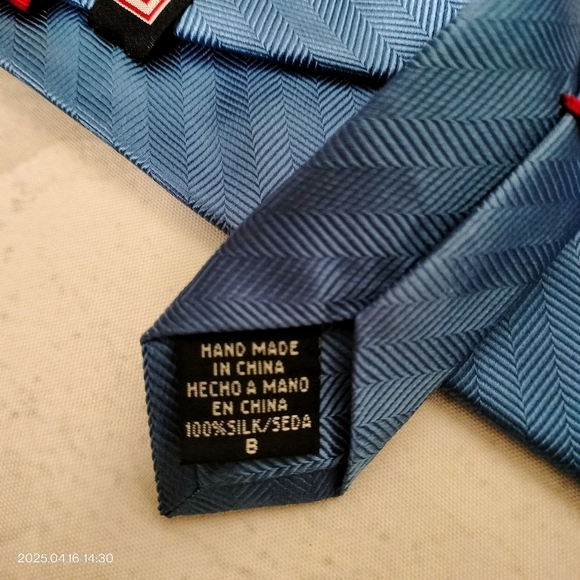 CHAPS Necktie Silk Light Blue Men's Tie Striped Textured Formal Classic Handmade - Picture 5 of 7
